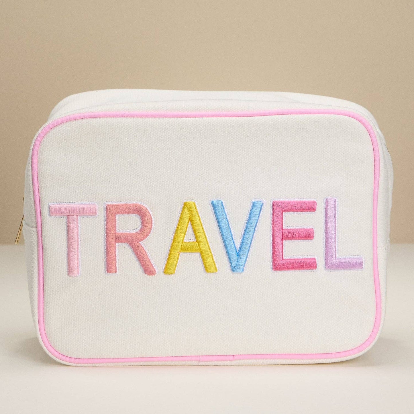 Canvas Travel Bag with Rainbow Lettering: Ivory
