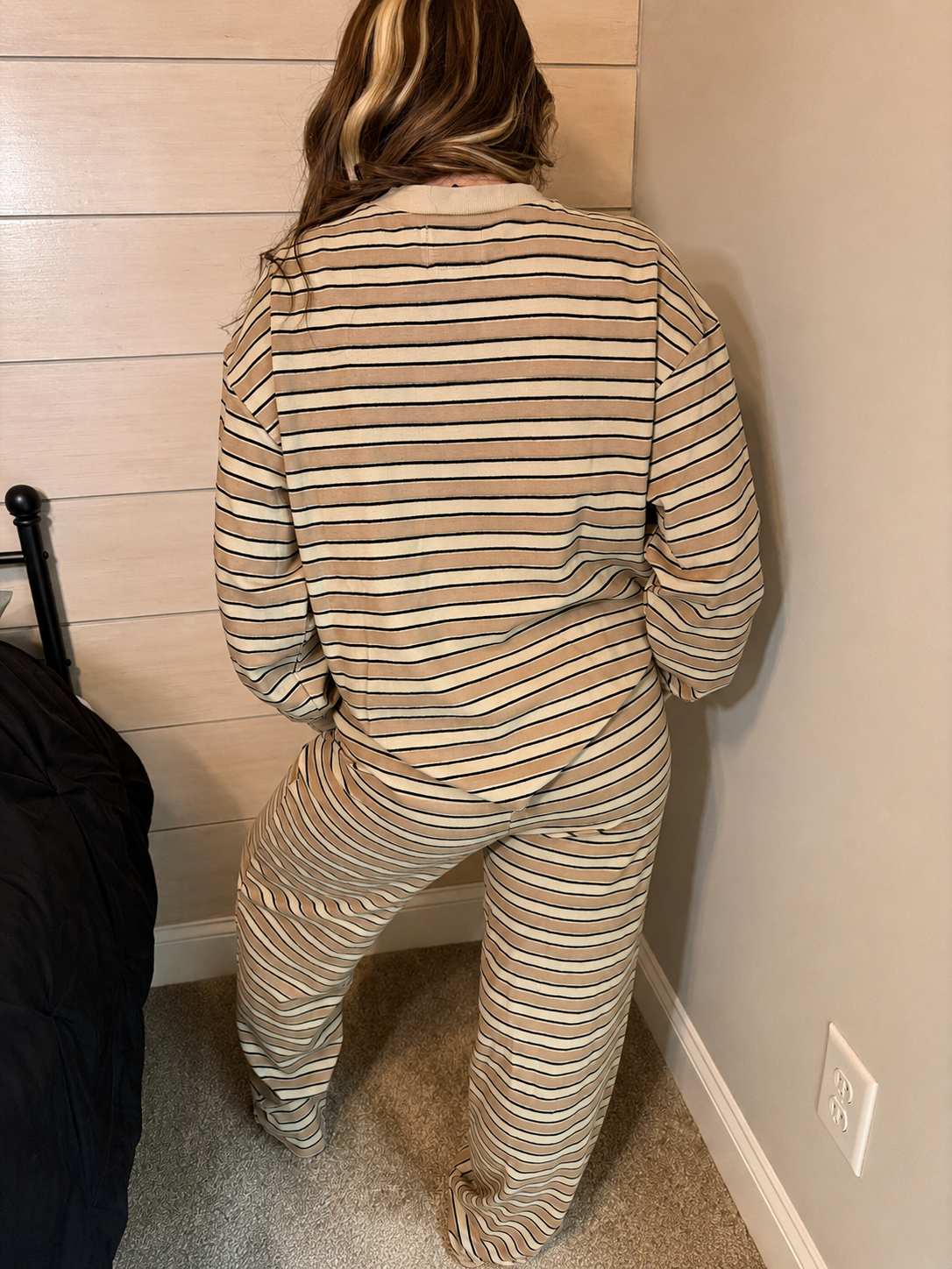 Long sleeve strip set: CINNAMON SUGAR