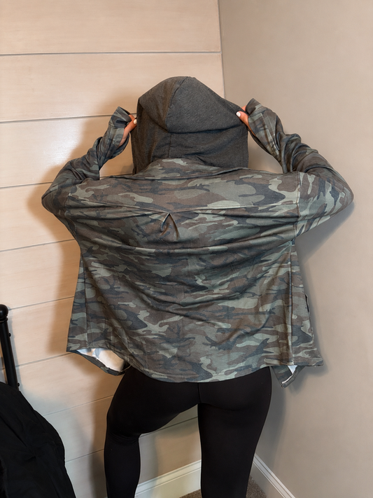 Hooded Shacket w/ detachable hood: ARMY CAMO