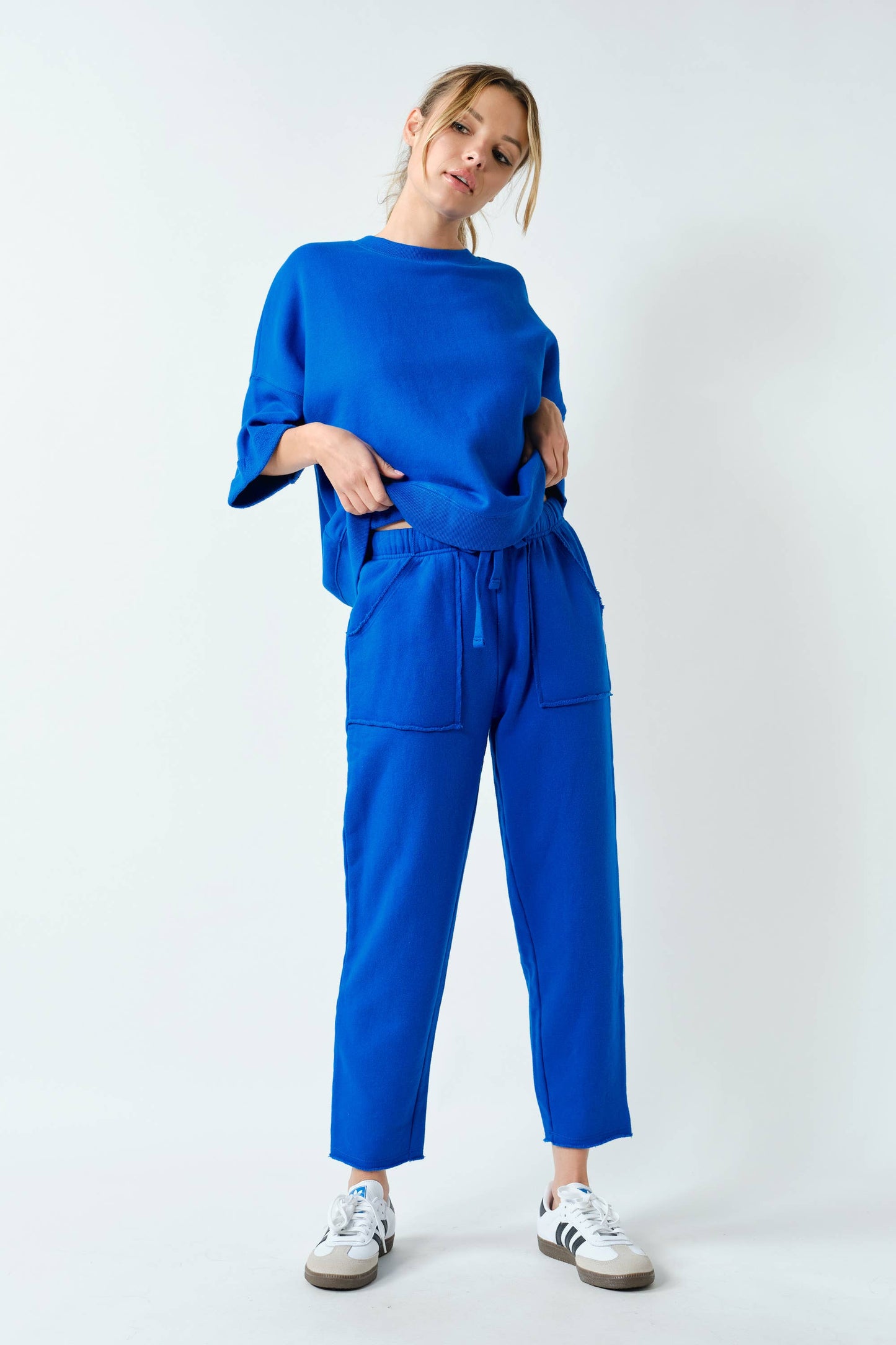 Malibu Lounge Drop Shoulder Top: DEEP INDIGO