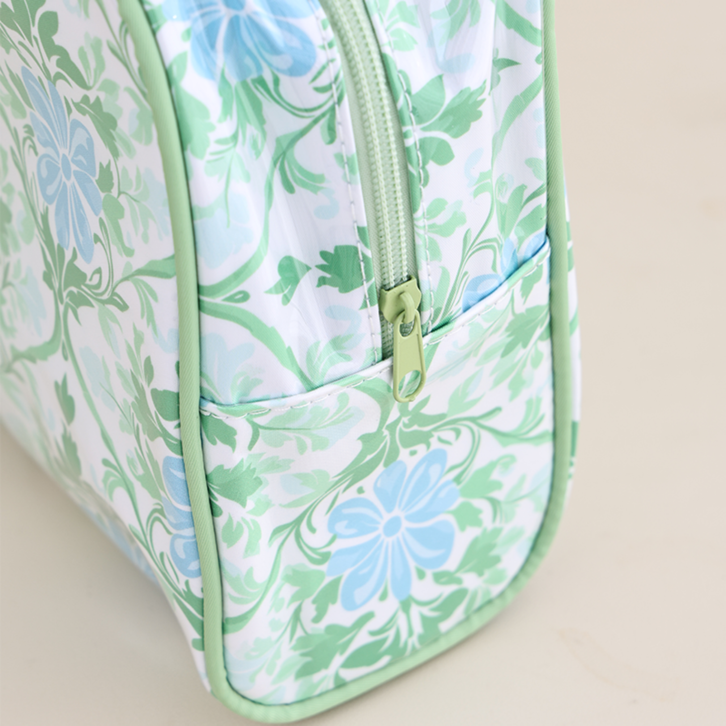 PVC Clear Coat Cosmetic Bag Make up Case Embroidery Blank: Heirloom Garden