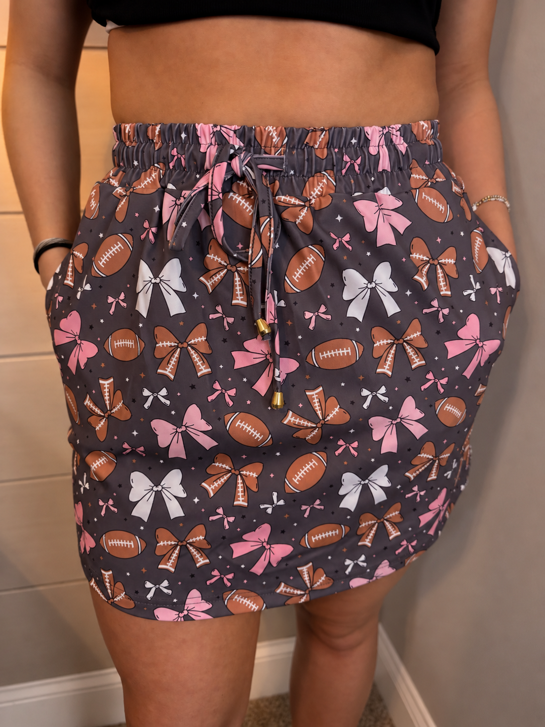 Active Skort: GREY COQUETTE FOOTBALL