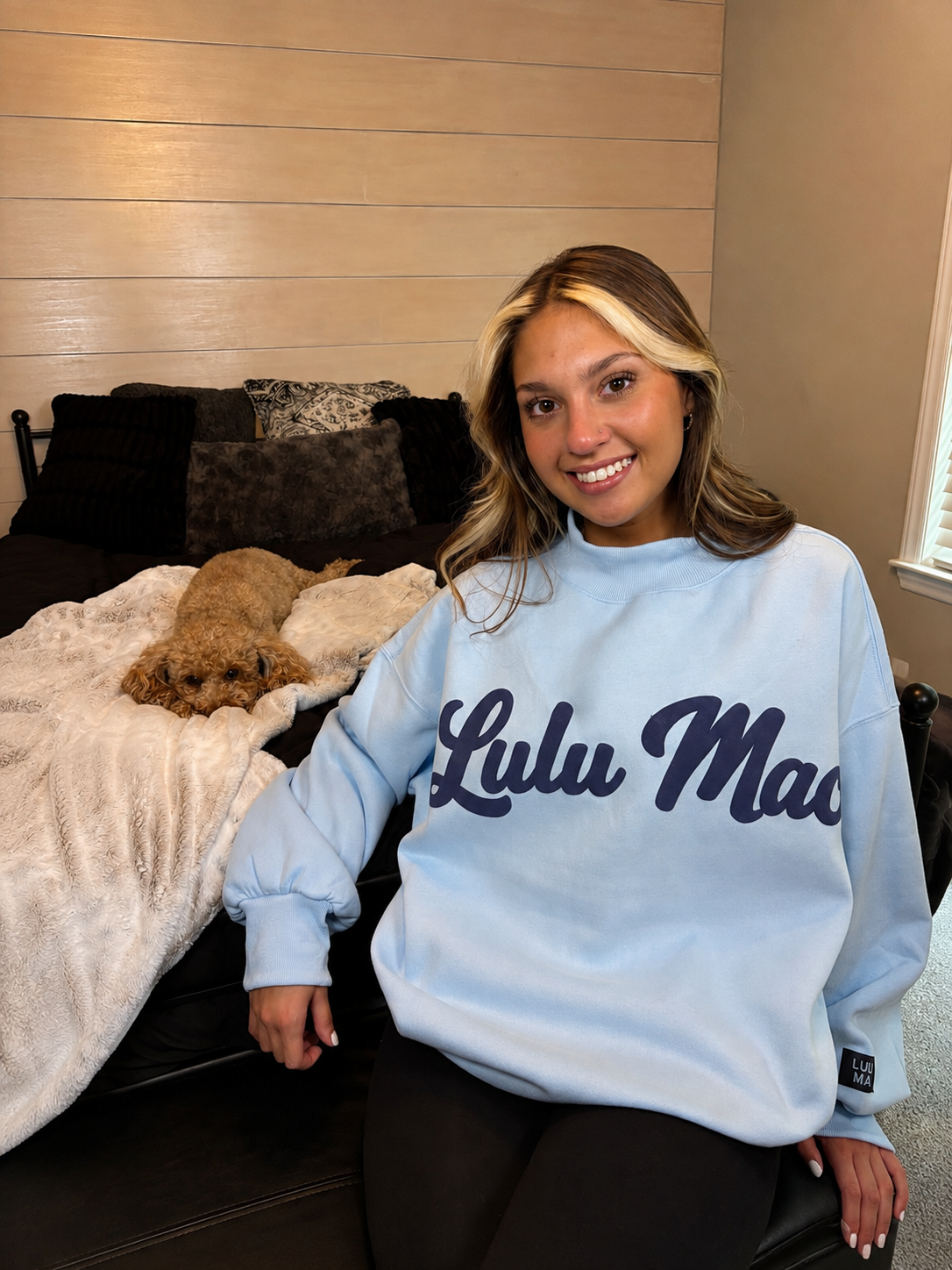 LULU MAC MOCKNECK PUFF: Blue