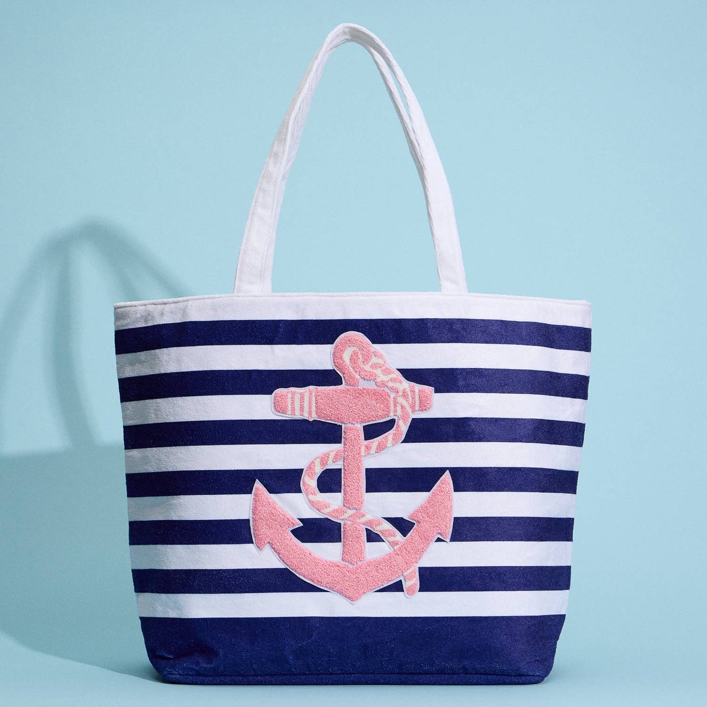 Striped Tote Bag with Anchor Design