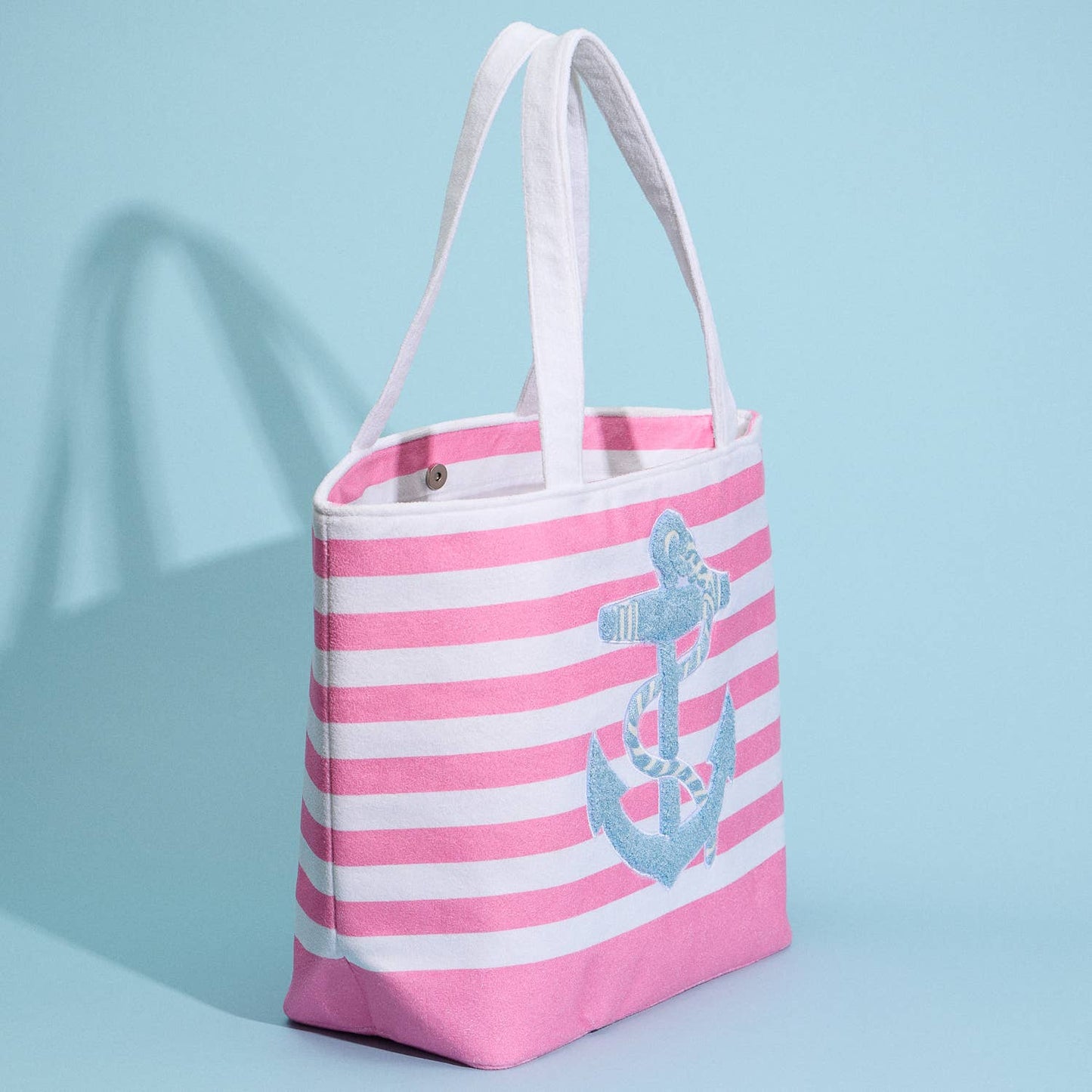 Striped Tote Bag with Anchor Design