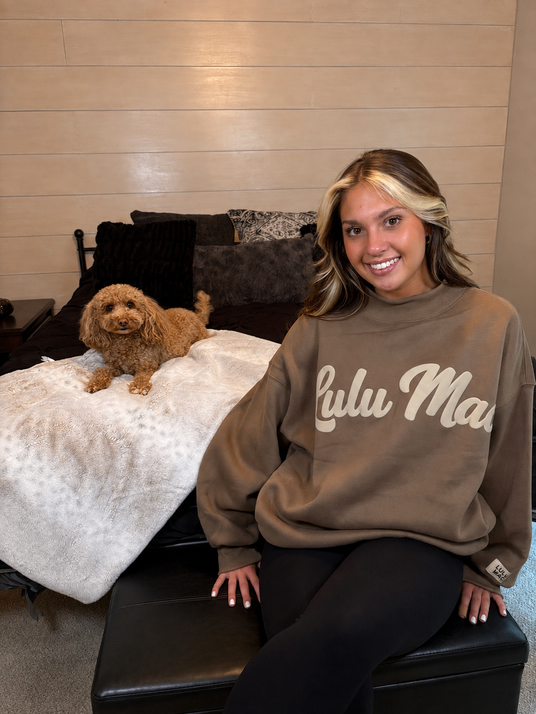 LULU MAC MOCKNECK PUFF: Brown