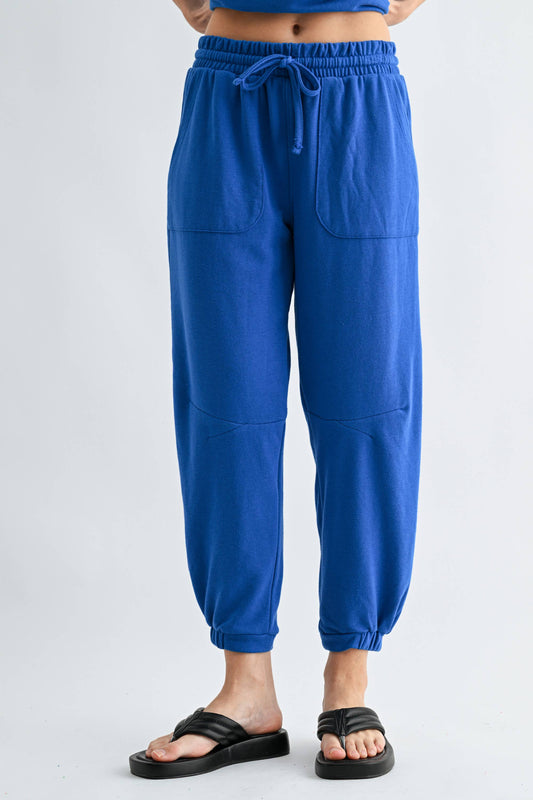 Offset French Terry Lounge Joggers: DEEP INDIGO