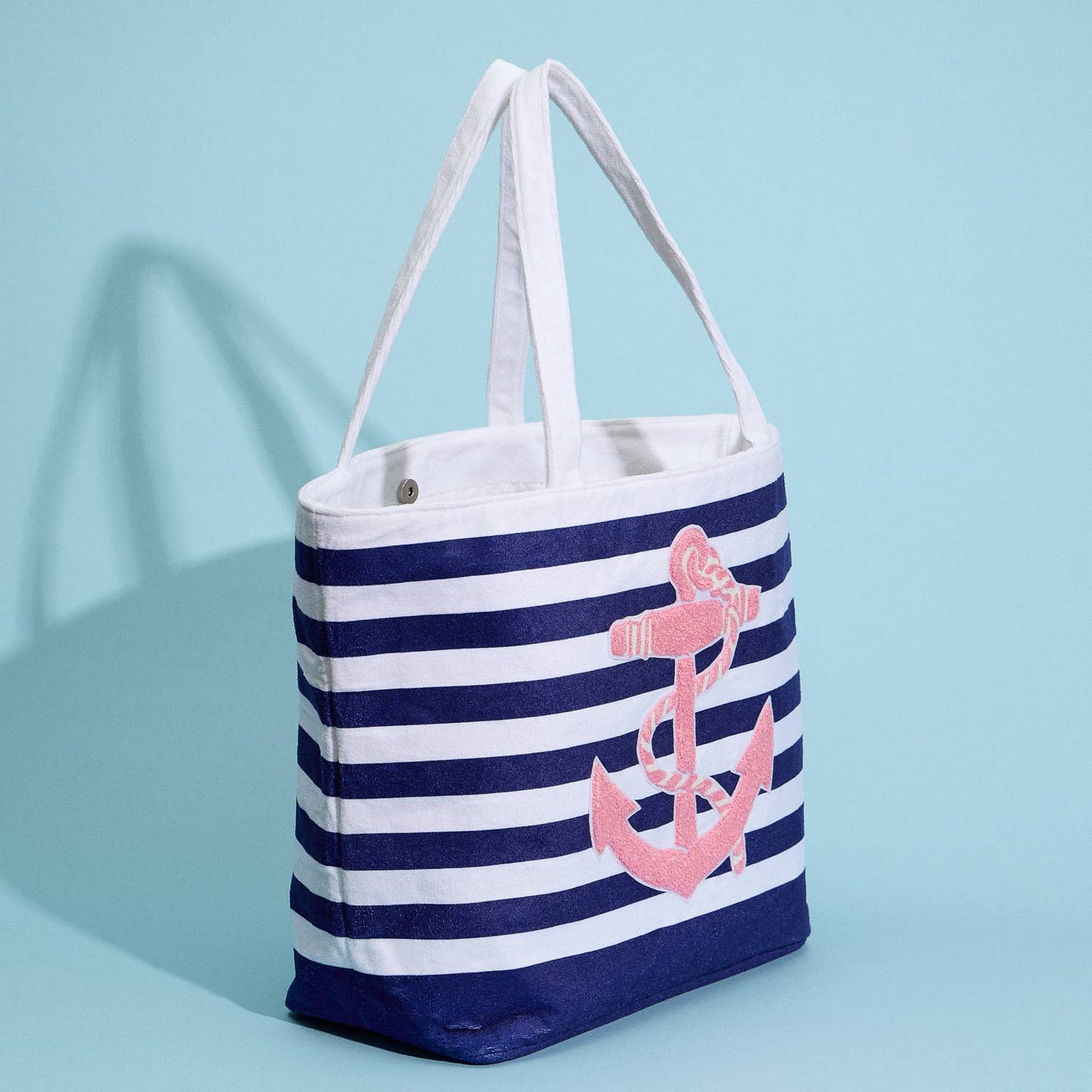 Striped Tote Bag with Anchor Design