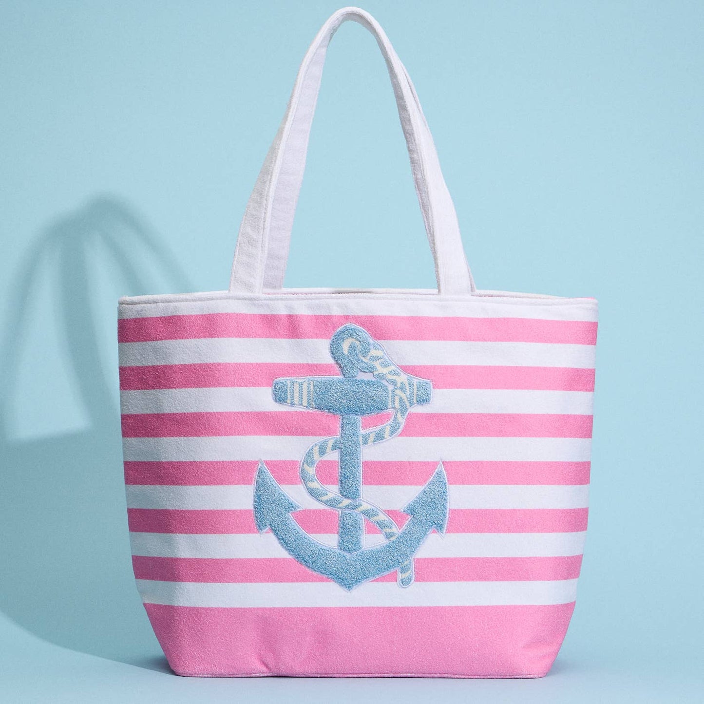 Striped Tote Bag with Anchor Design