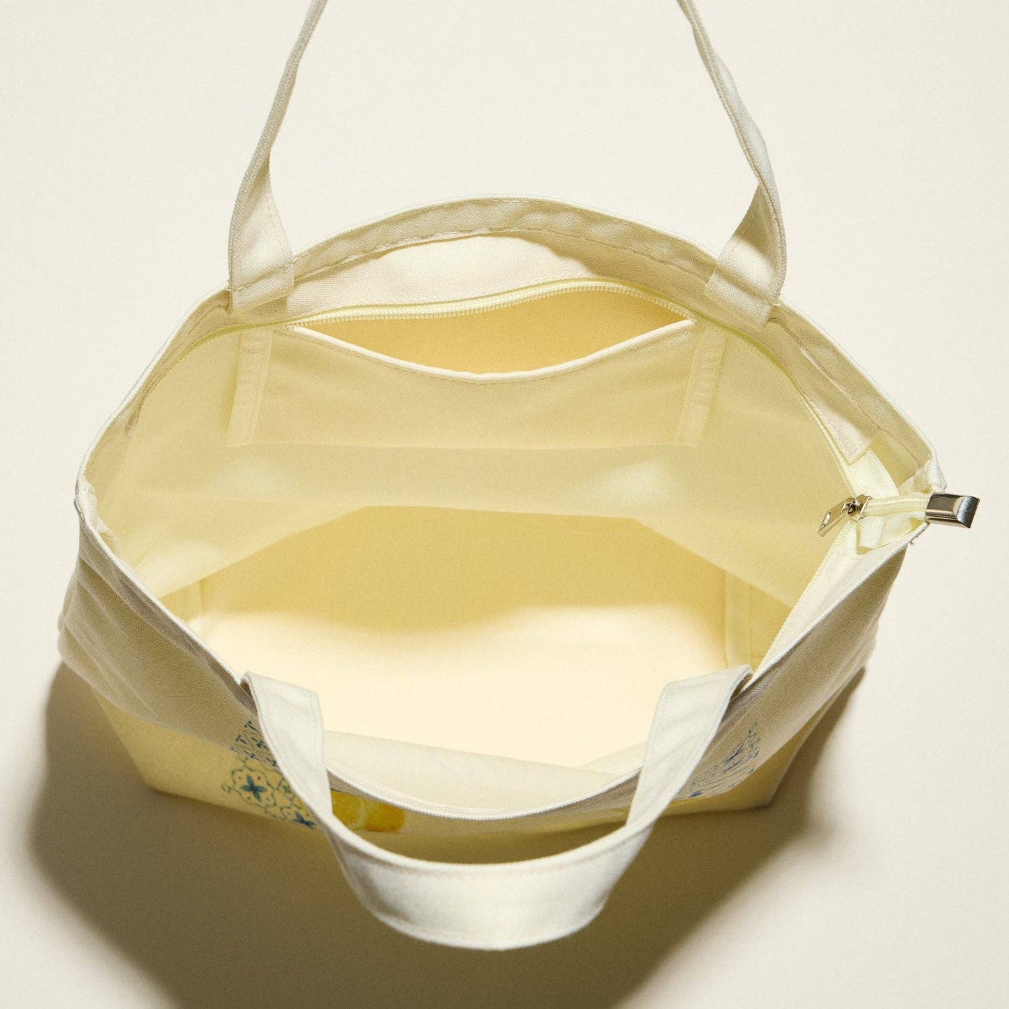 Canvas Mediterranean Tote Bag | Lemon Print