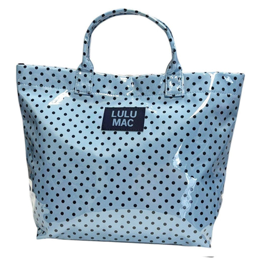 LULU MAC: Blue & Navy Polka Dot Tote Bag