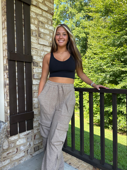 Cargo Lounge Pants: CAMEL