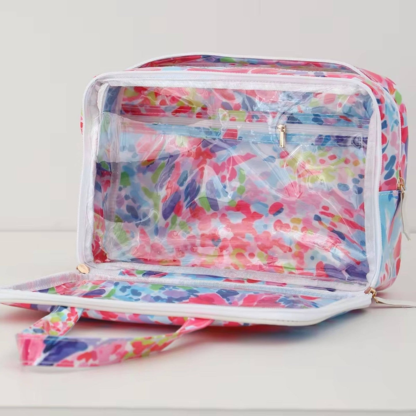 Waterproof Cosmetic Case PVC Make up Bag Petal Splash