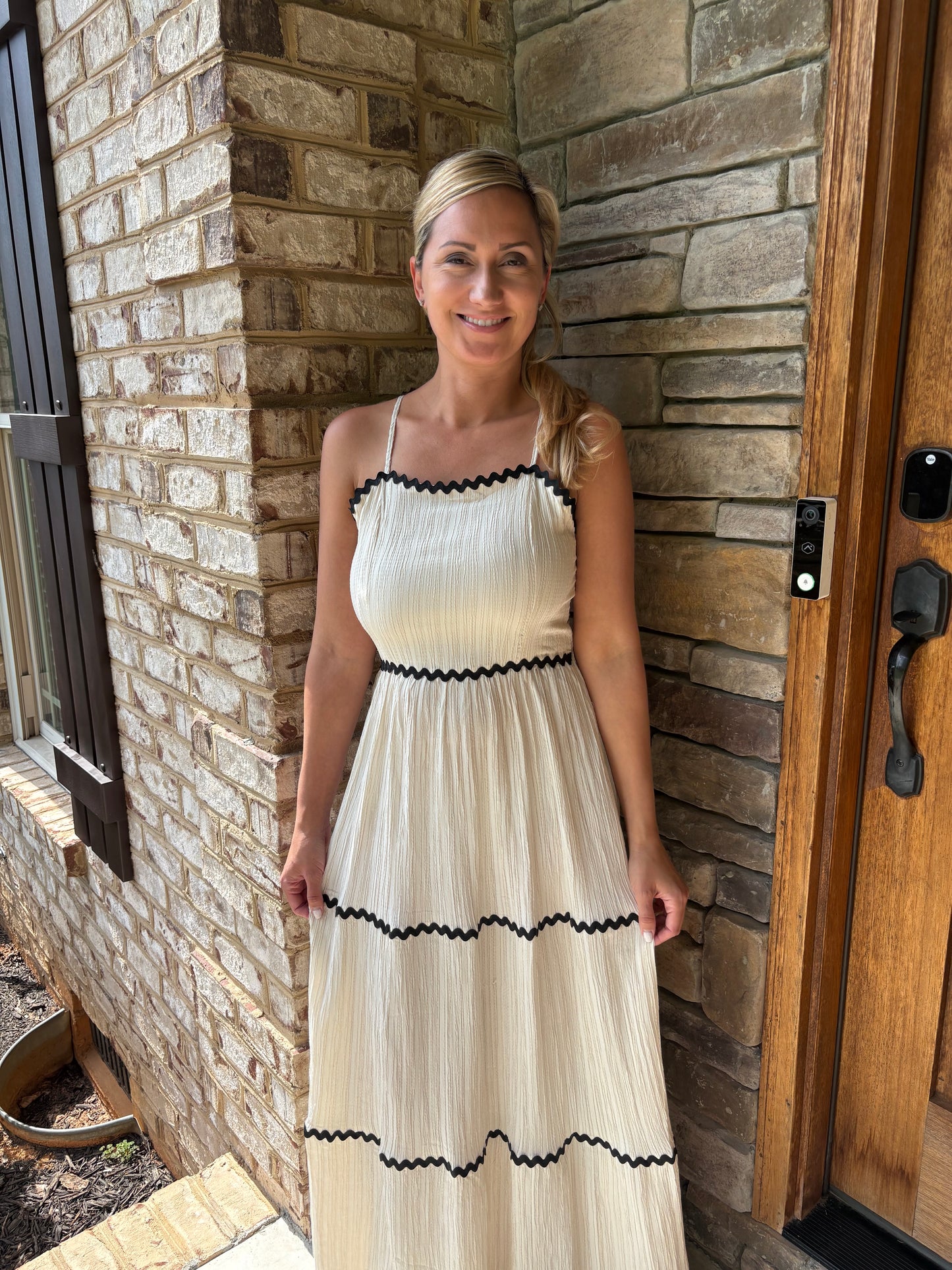 Contrast Trim Bow Back Cami Maxi Dress for Women