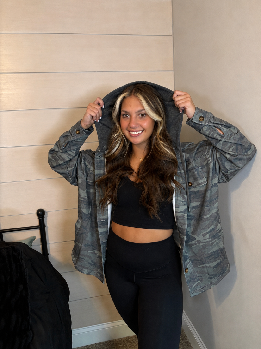 Hooded Shacket w/ detachable hood: ARMY CAMO