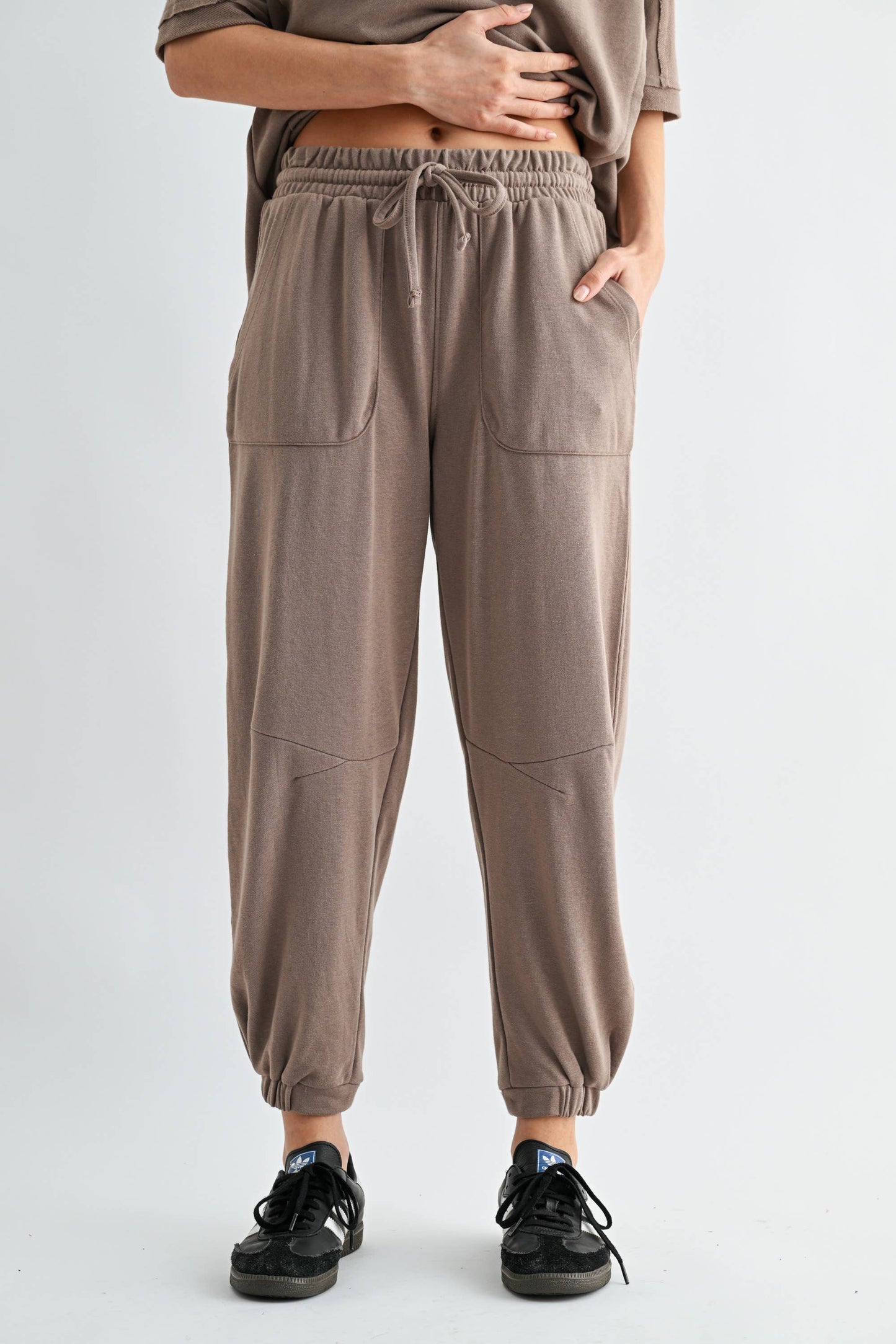 Offset French Terry Lounge Joggers: SILKEN TAUPE