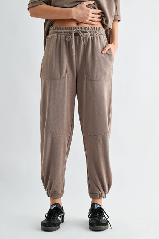 Offset French Terry Lounge Joggers: SILKEN TAUPE