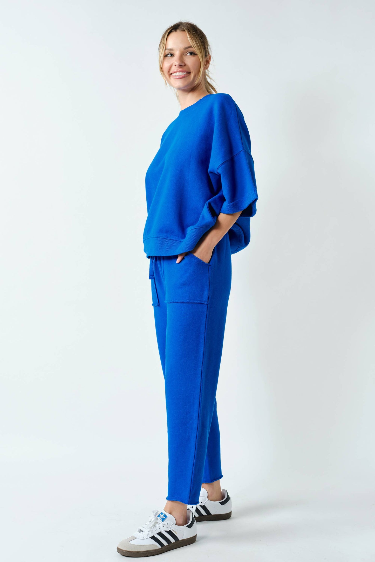 Malibu Lounge Drop Shoulder Top: DEEP INDIGO