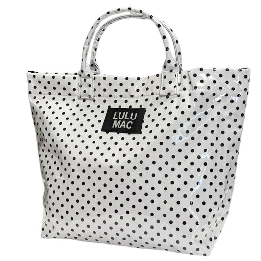 LULU MAC: White & Black Polka Dot Tote Bag