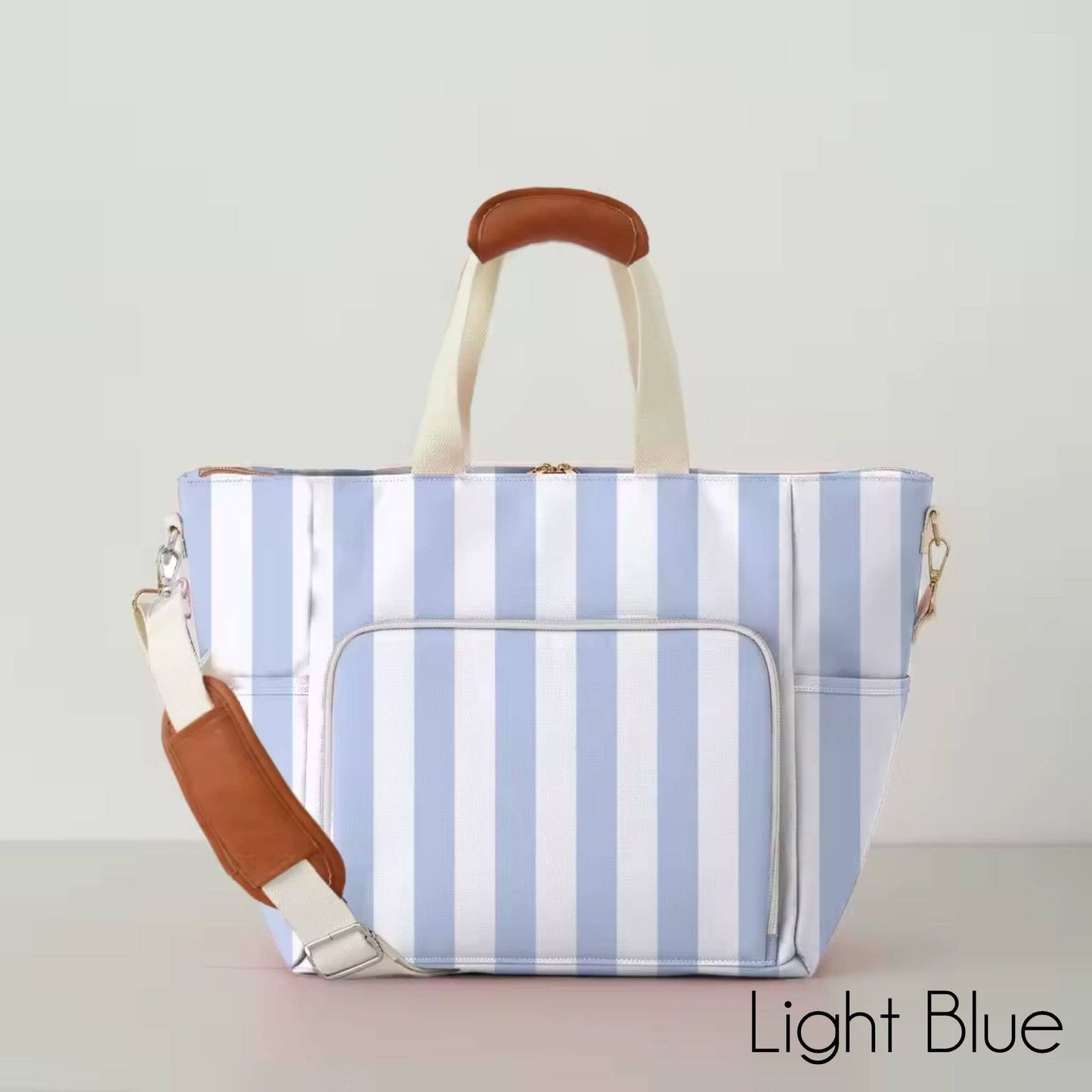 Monogrammable Blank Cooler Tote Bag: Light Blue